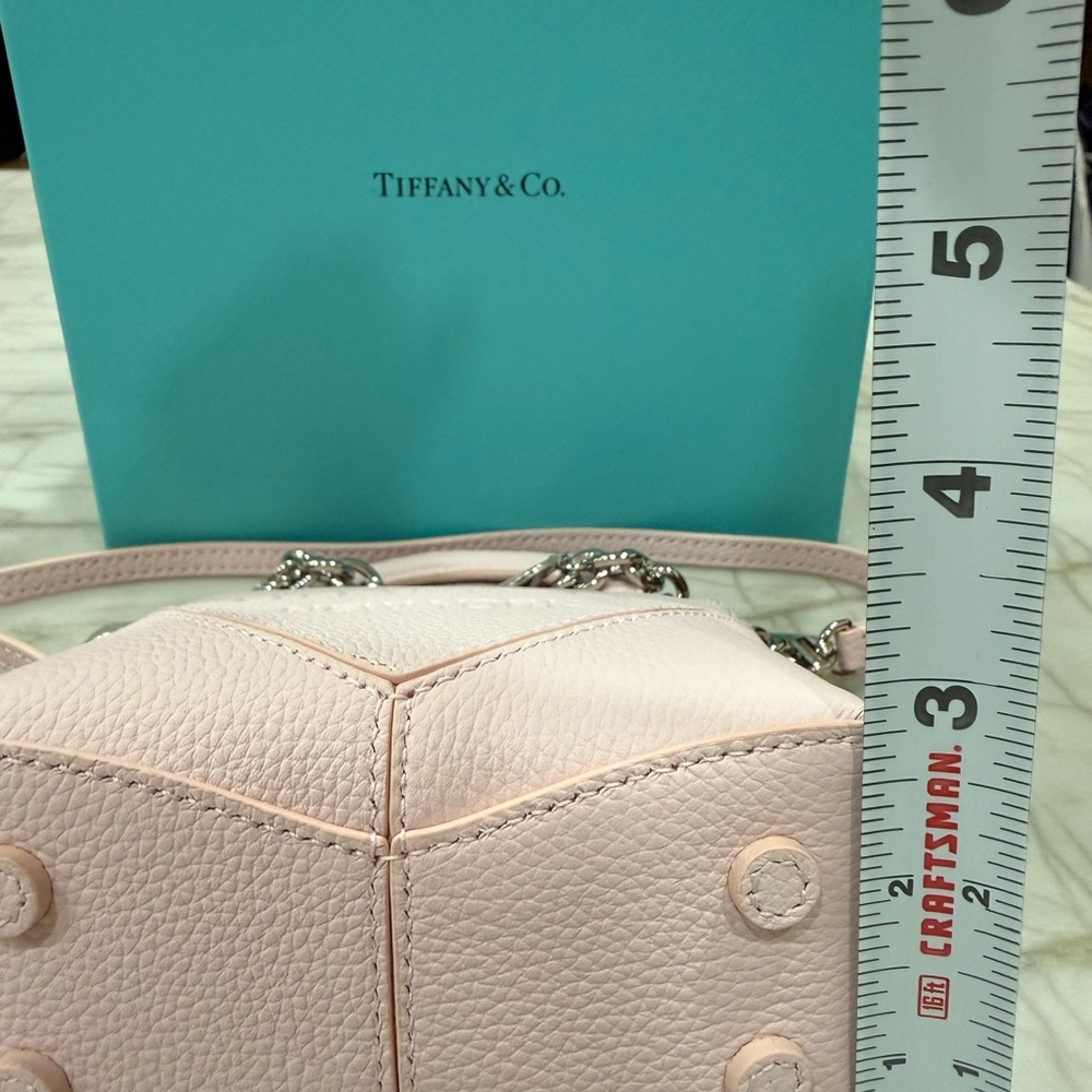 Tiffany & Co. Pale Pink Leather Mini Bag with Charm Chain New Full Set - Picture 12 of 15